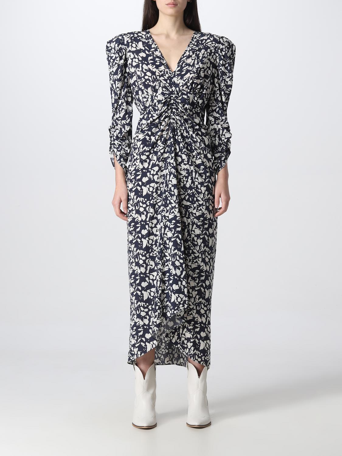 Isabel Marant Albini Gathered Printed Silk-blend Midi Dress In Black