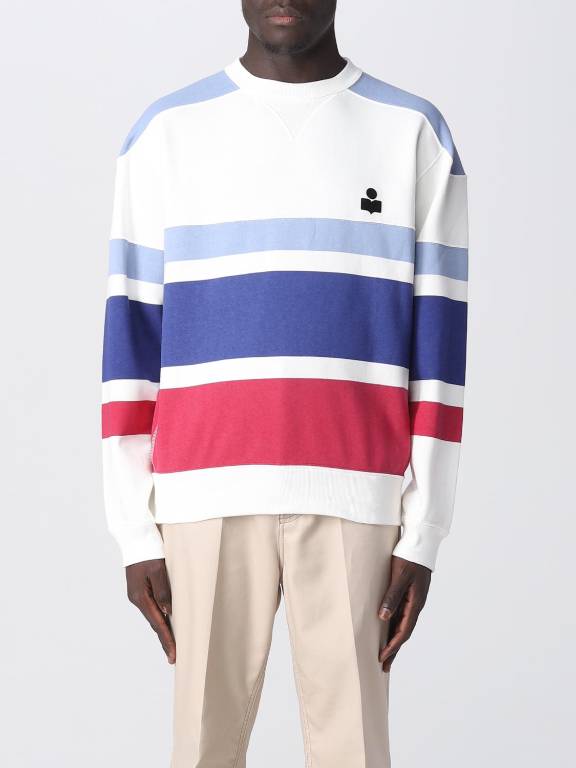 Isabel Marant Color Block Cotton Crewneck Sweatshirt In Blue