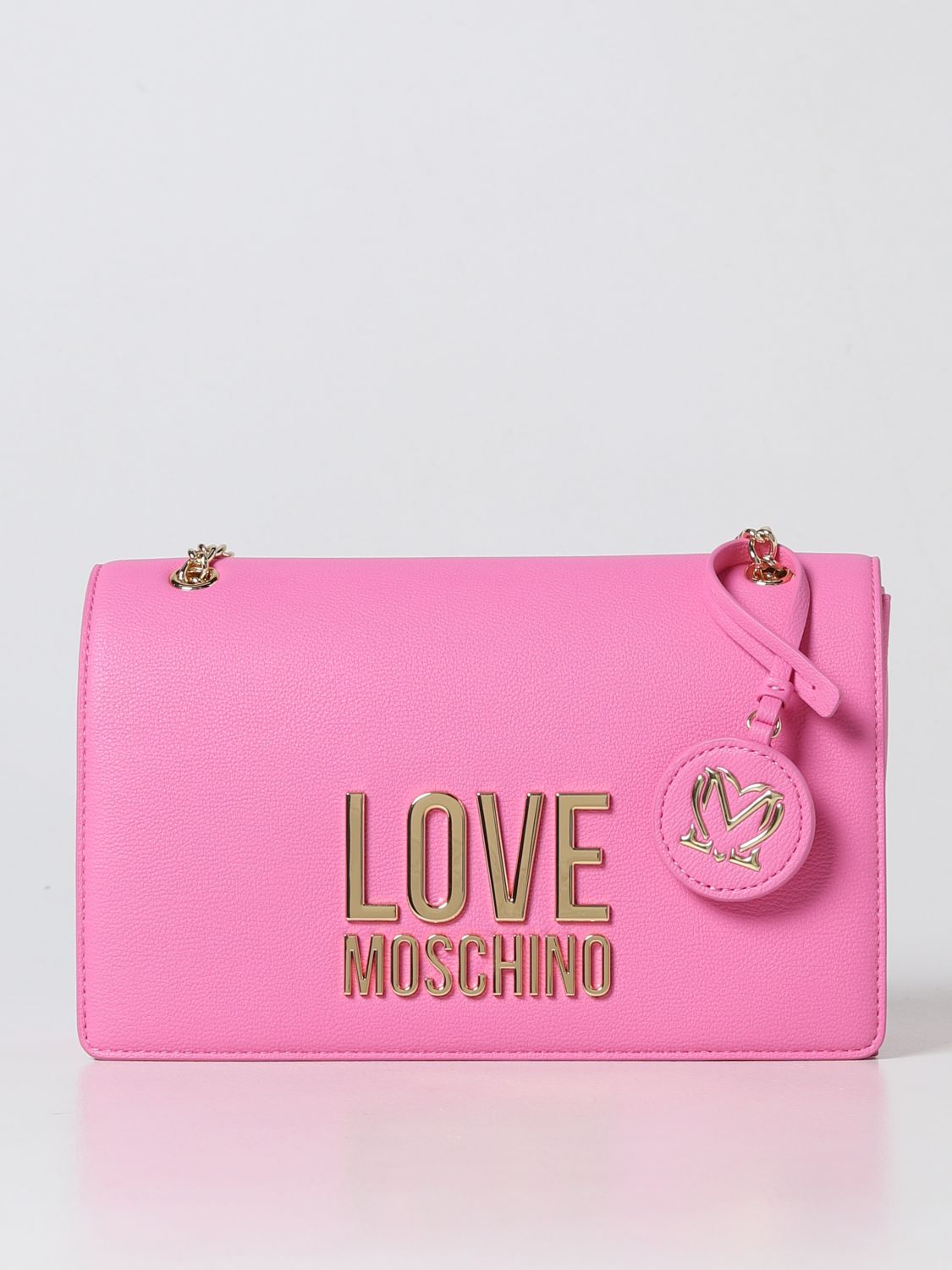 Borsa a spalla Love Moschino: Borsa Love Moschino in pelle sintetica a micro grana rosa 1