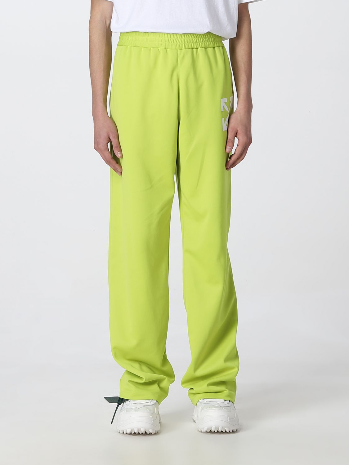 OFF-WHITE: pants for man - Green | Off-White pants OMCJ018S23FAB001 ...