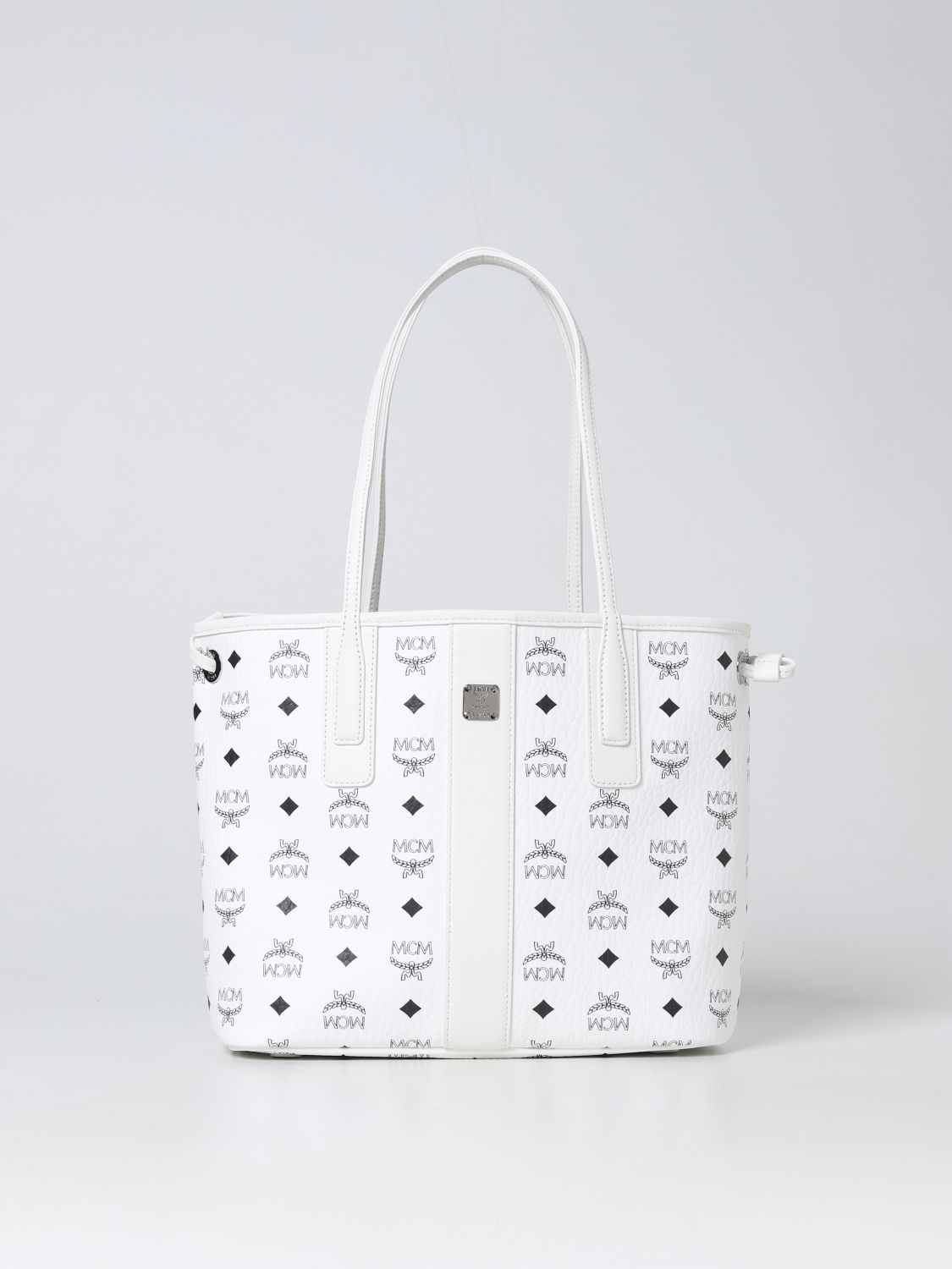 MCM: tote bags for woman - White  Mcm tote bags MWPDSLR02 online at