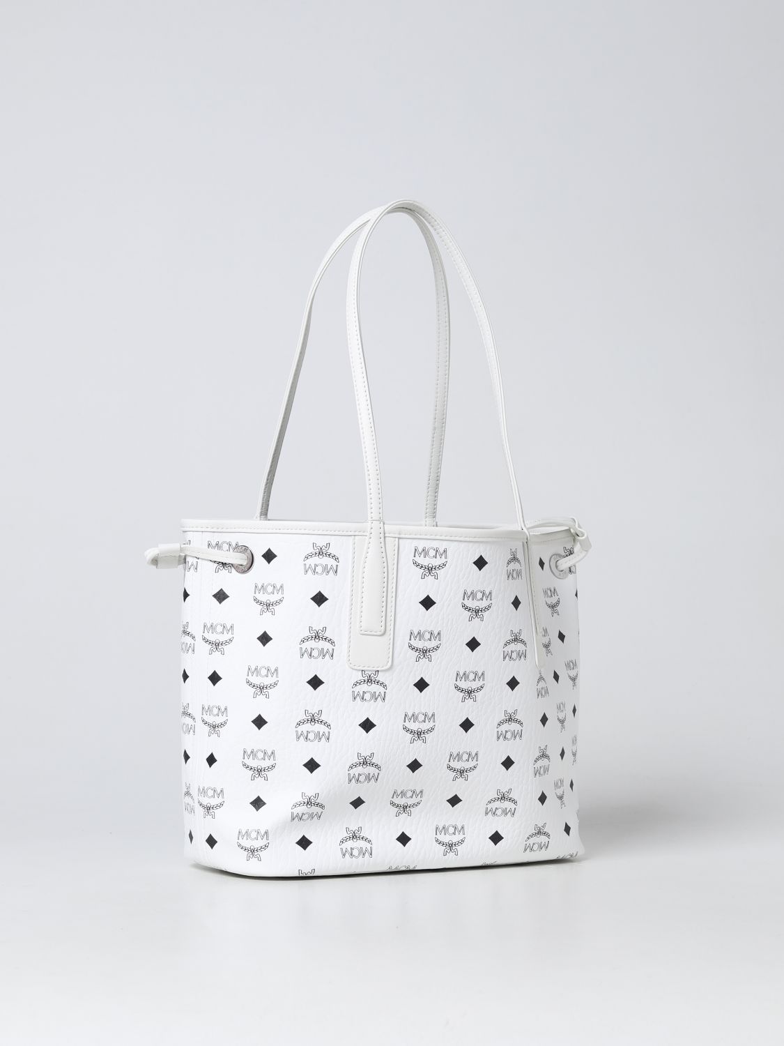 MCM: tote bags for woman - White  Mcm tote bags MWPDSLR02 online