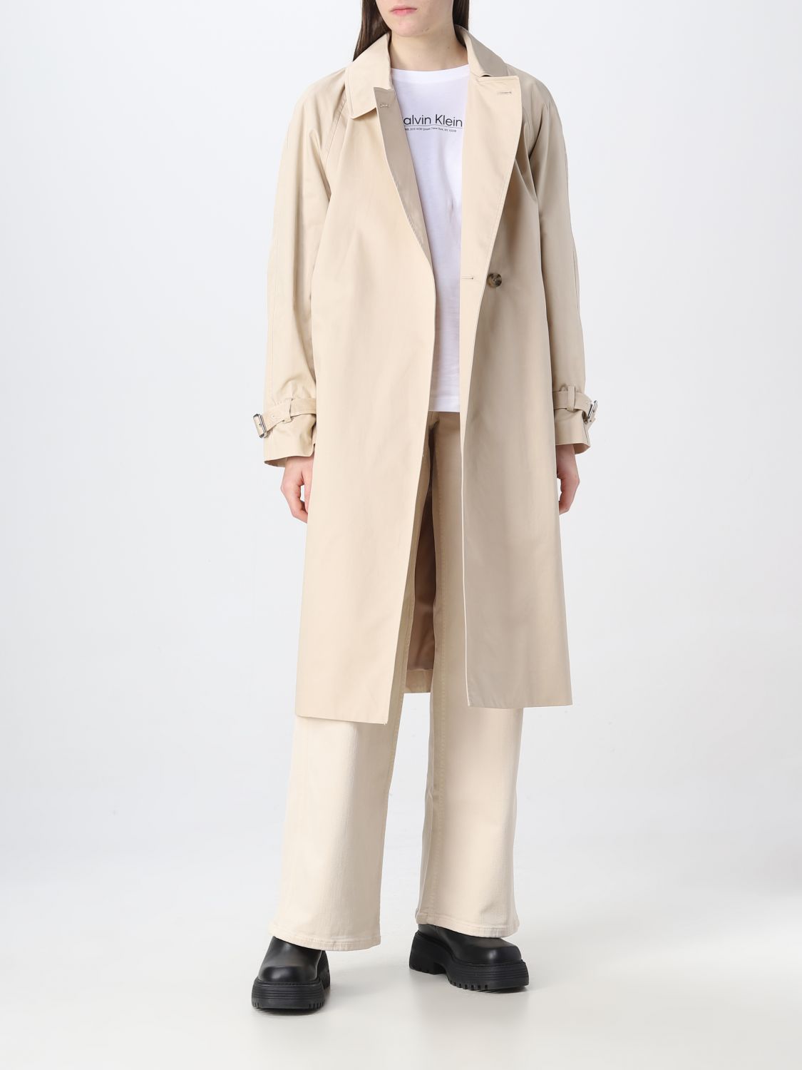 CALVIN KLEIN: trench coat for woman - White | Calvin Klein trench coat  K20K204999 online on 