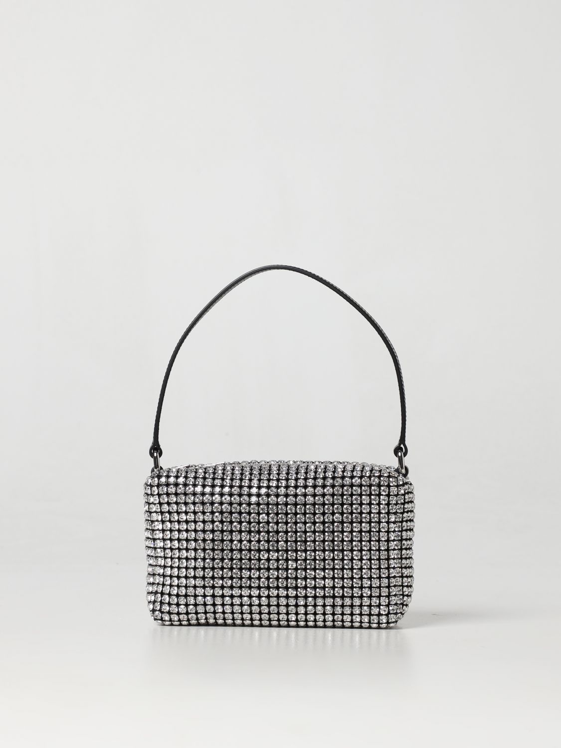 Alexander Wang Wangloc Bag In Leather And Crystals In Silver