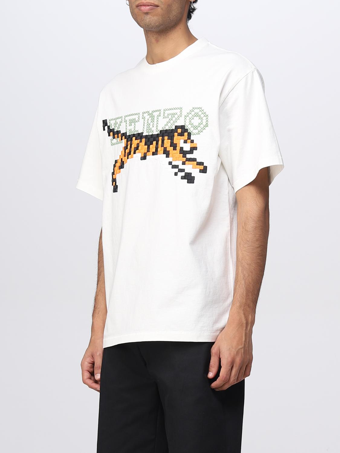 T-shirt Kenzo: T-shirt Tiger Pixel Kenzo in cotone bianco 4