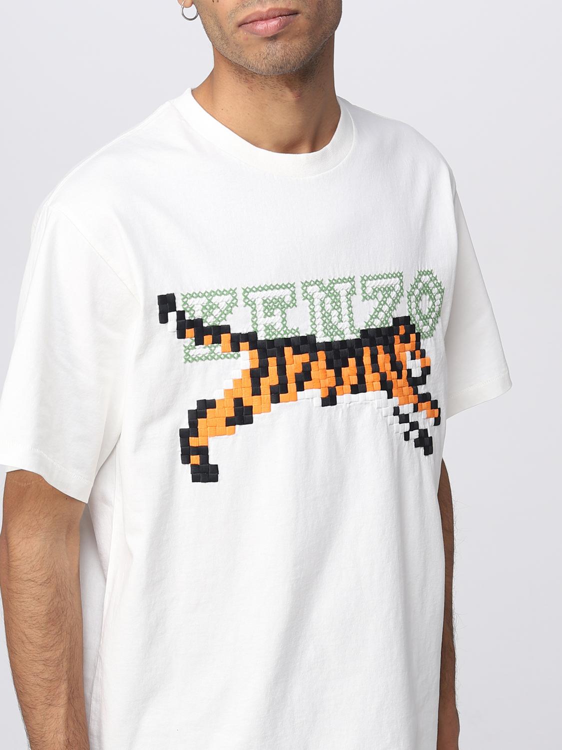 T-shirt Kenzo: T-shirt Tiger Pixel Kenzo in cotone bianco 5