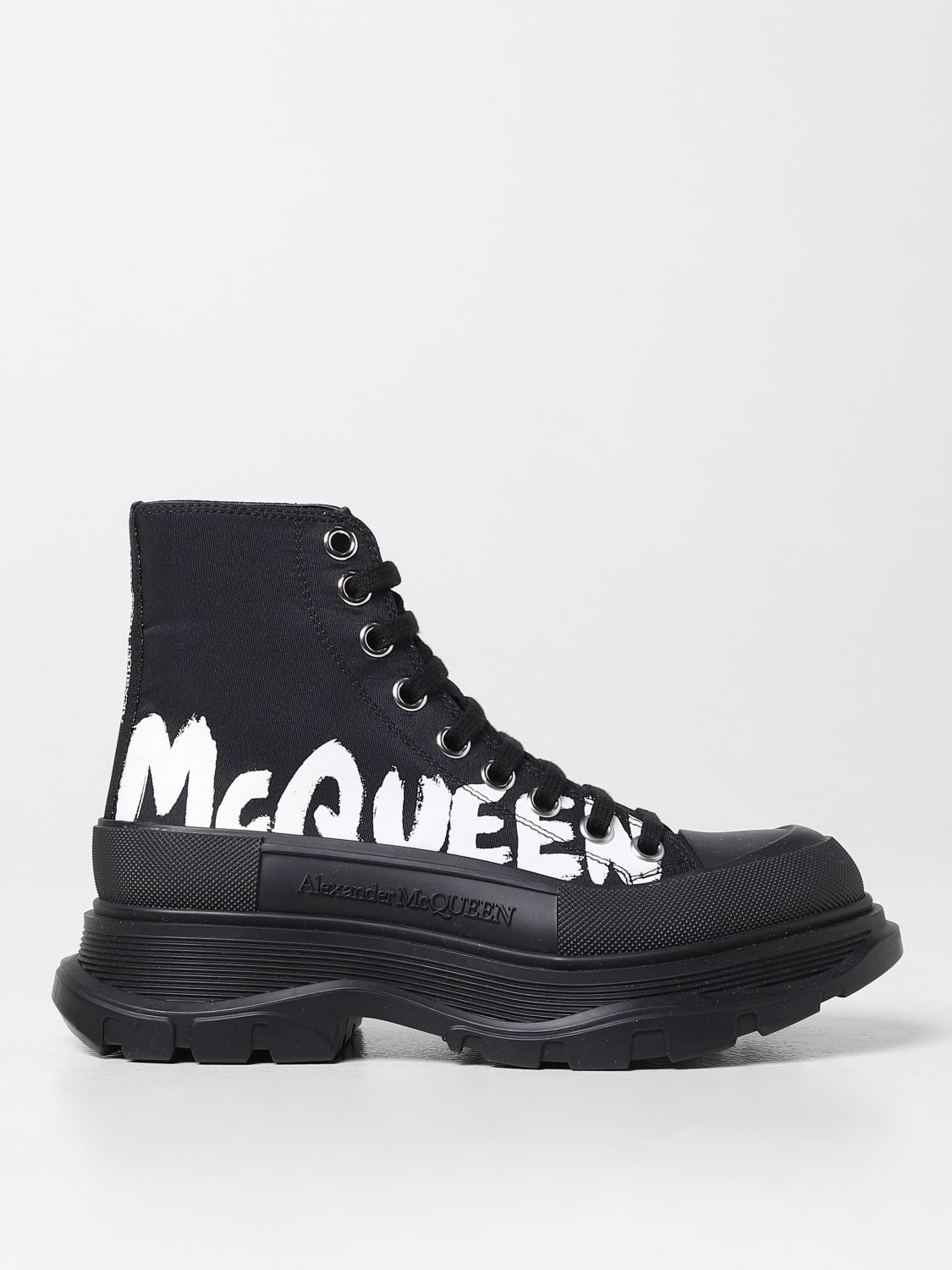 Alexander Mcqueen Flat Ankle Boots  Woman In Black