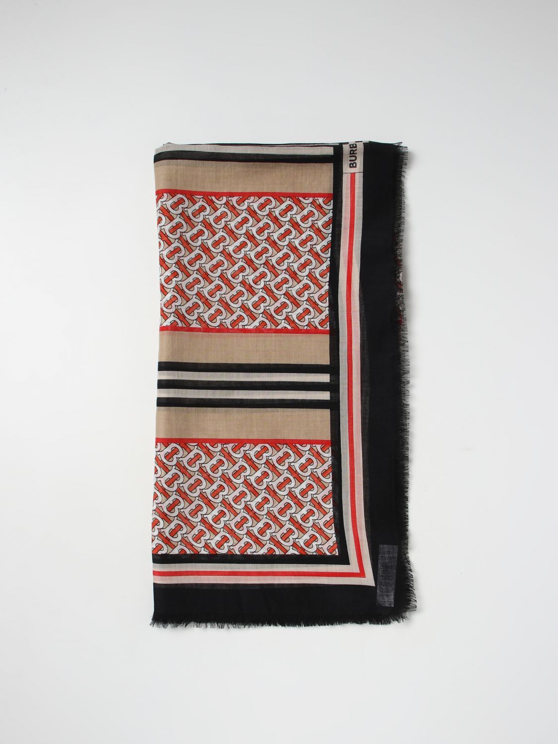 Sciarpa Burberry: Sciarpa Burberry in lana e seta con monogram all over rosso 1