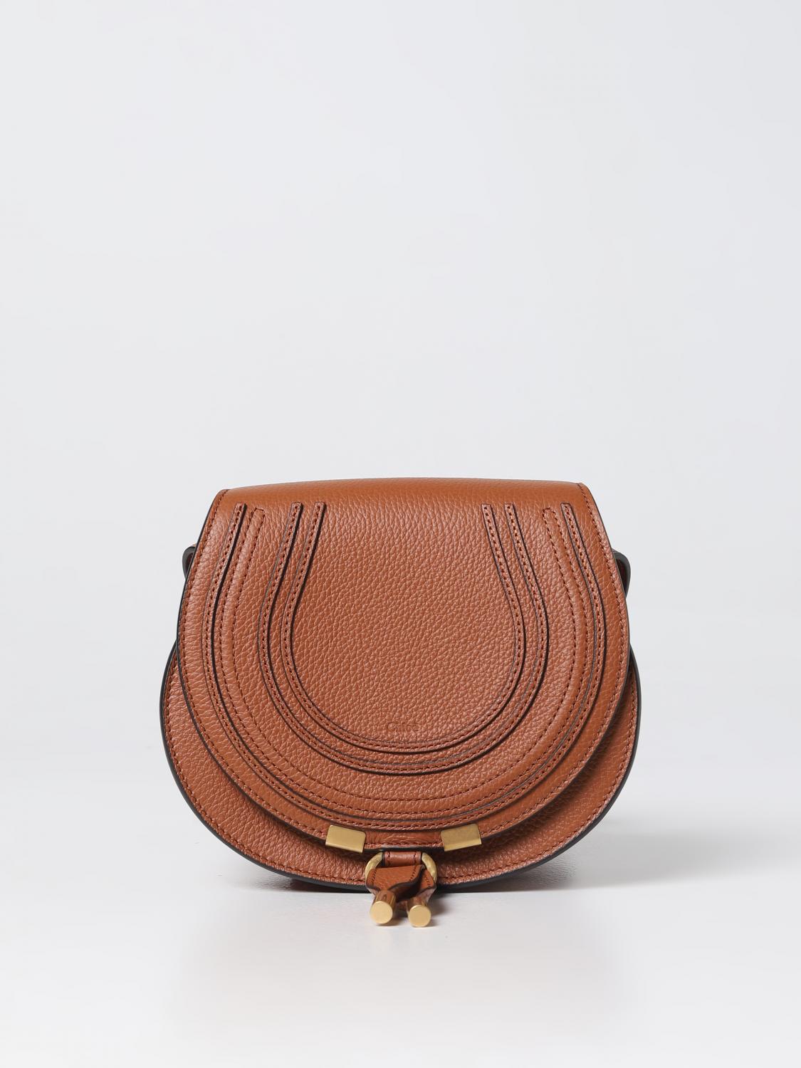 Chloé Marcie  Bag In Grained Leather In Dove Grey