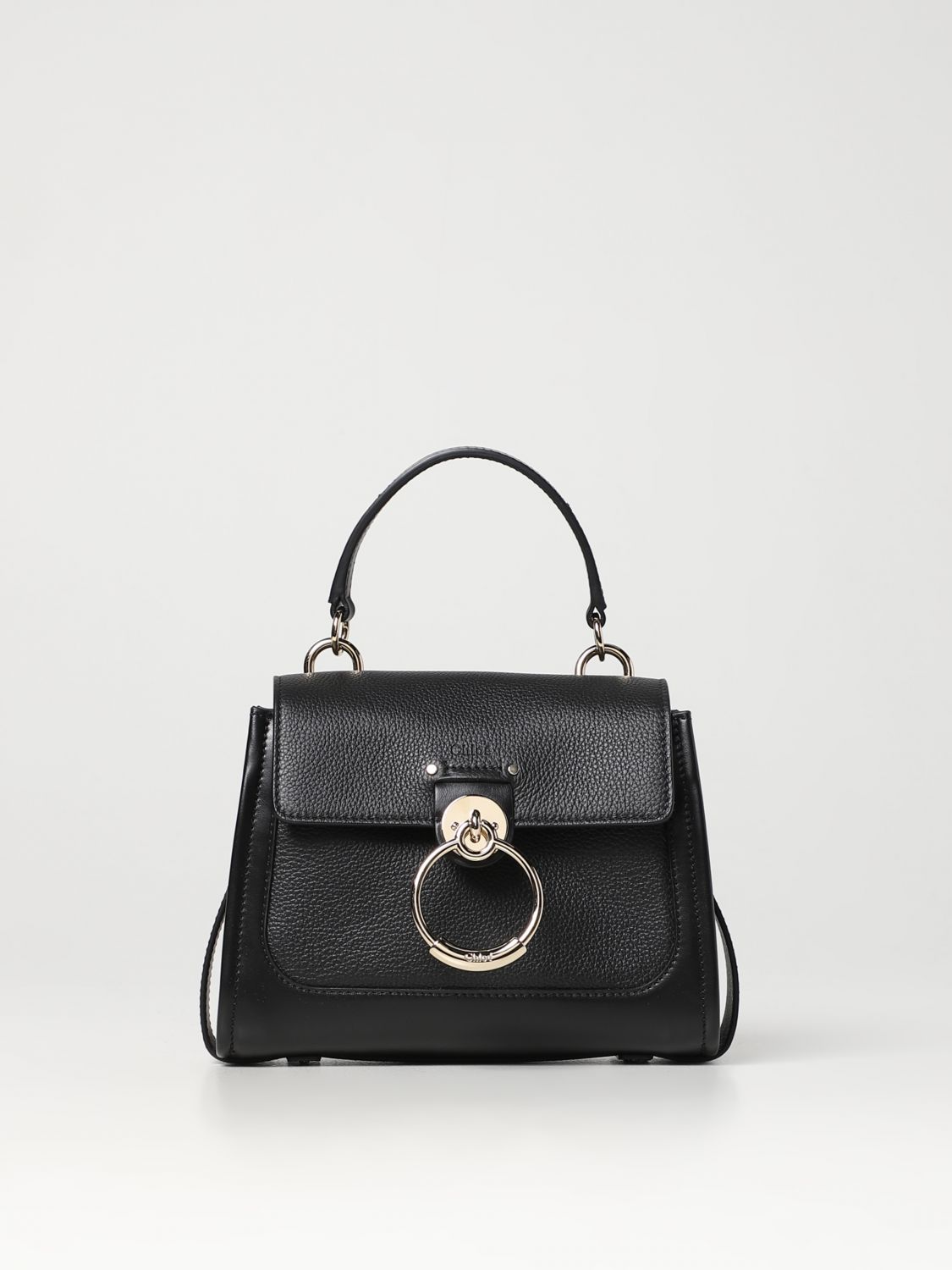 Chloé Tess  Bag In Smooth And Grained Leather In Black