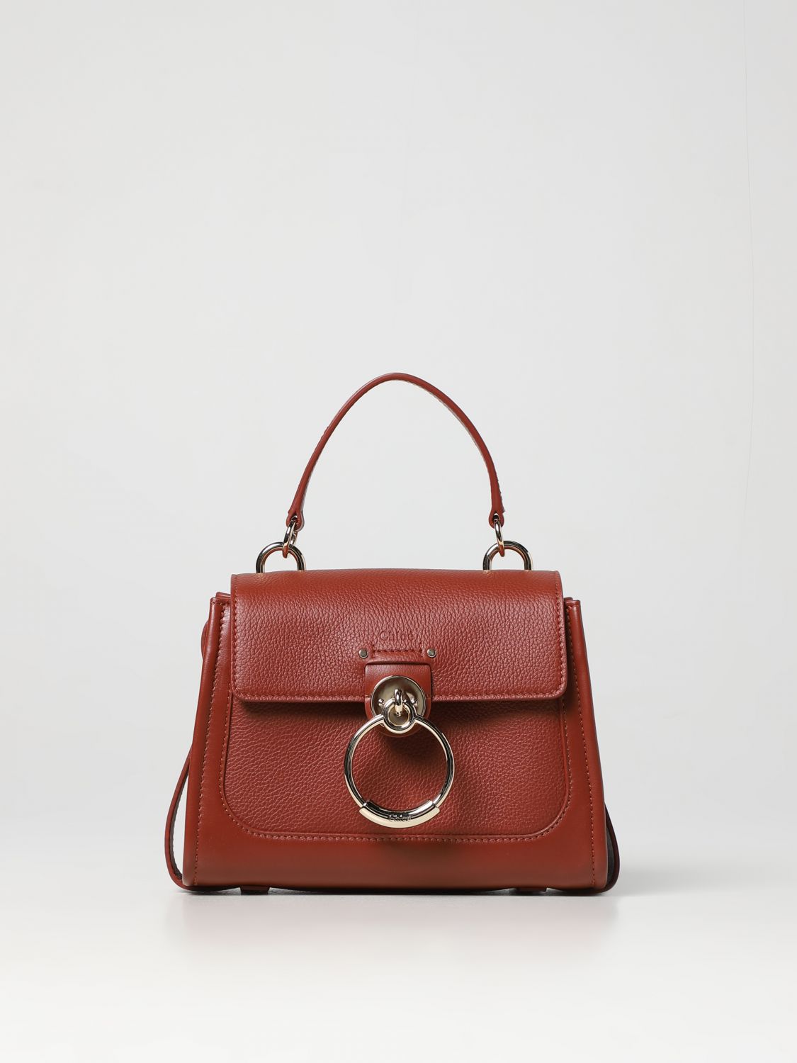 Chloé Tess  Bag In Smooth And Grained Leather In Brown