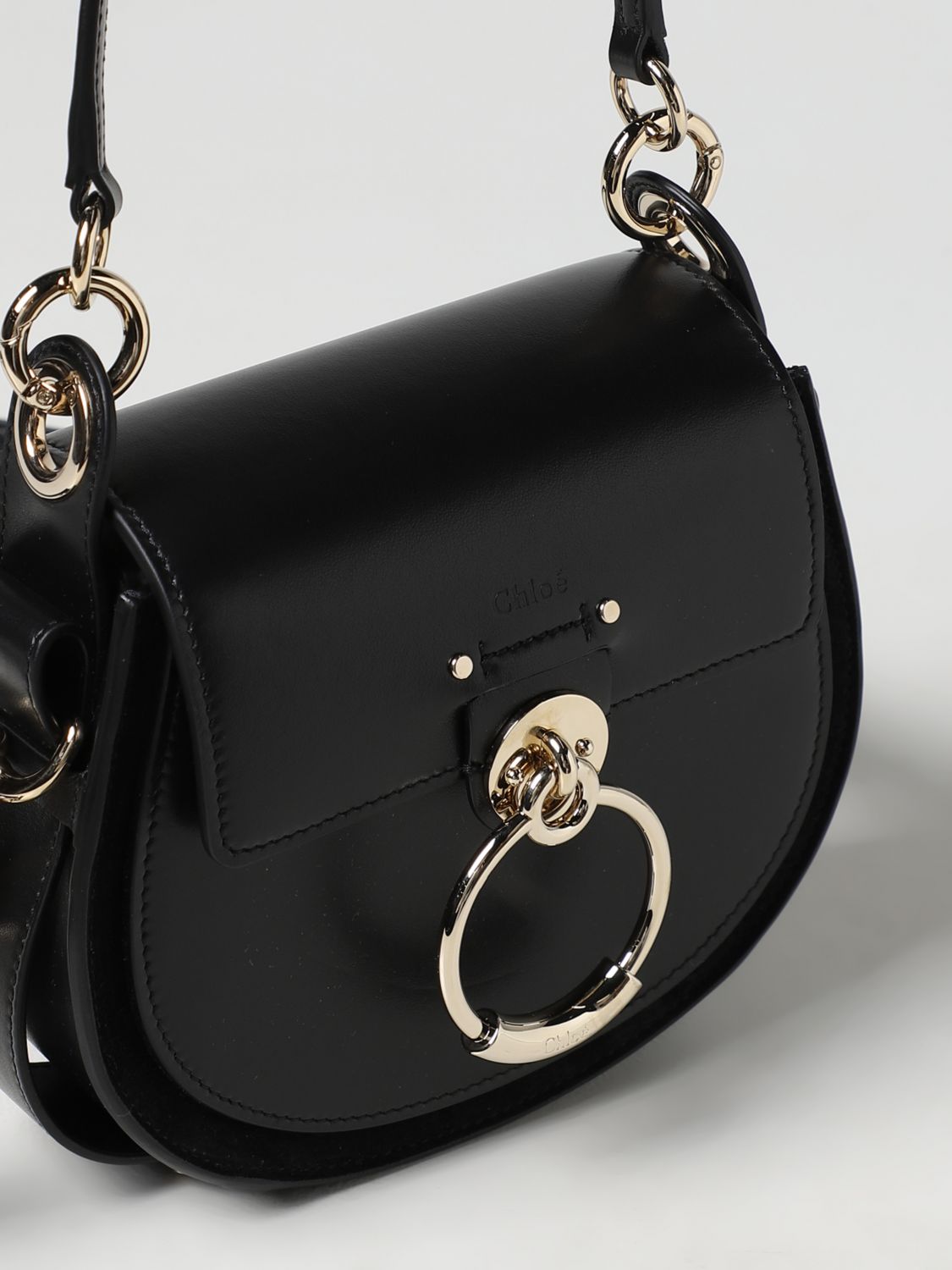 Chloé: Tess Bag In Smooth And Suede Leather - Black | Chloé Mini Bag  C22Ss153G31 Online On Giglio.Com
