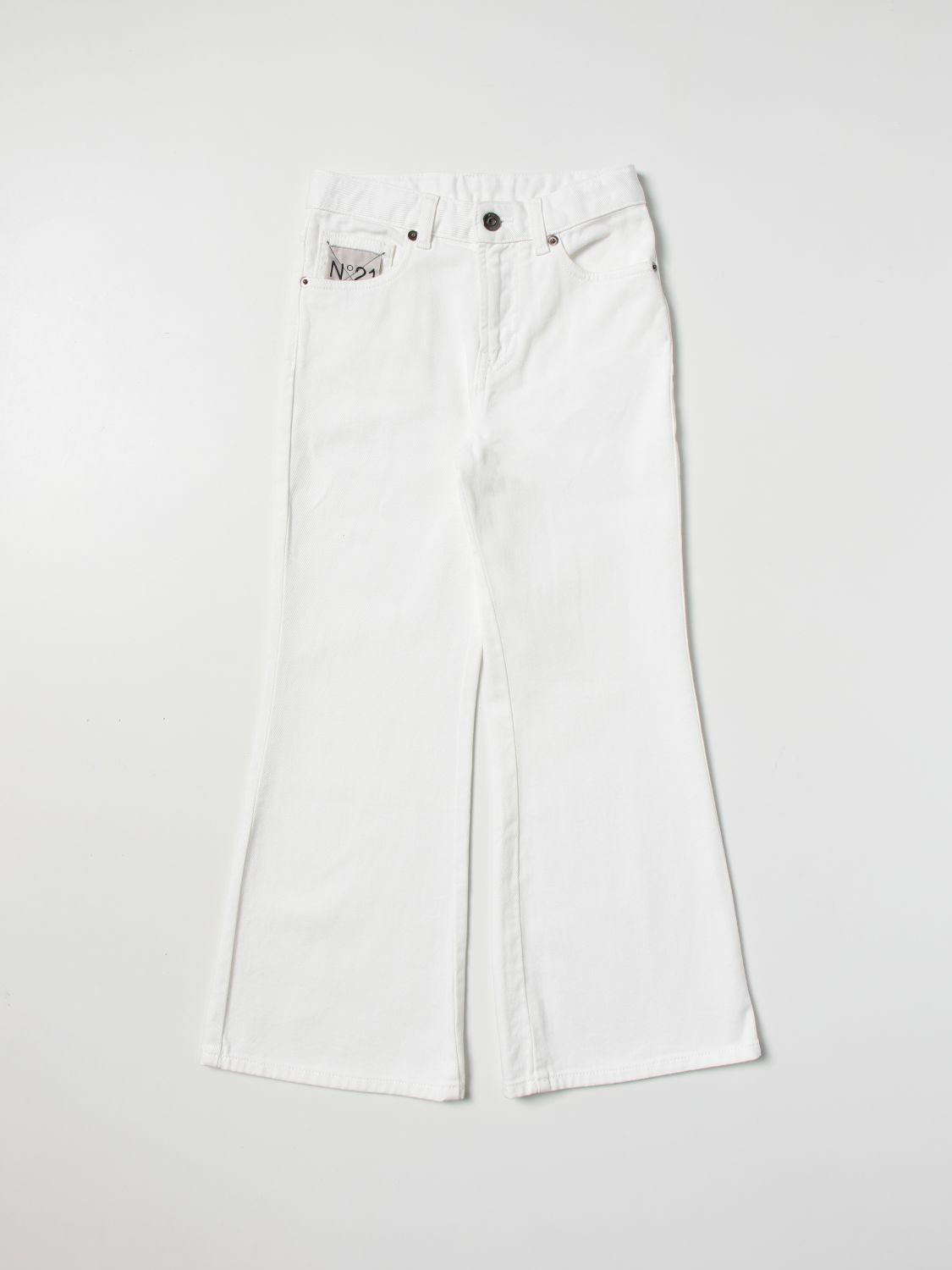 N°21 Kids' Wide-leg Five-pocket Trousers In White
