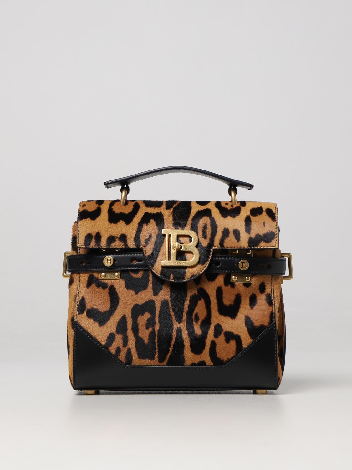 BALMAIN: Borsa B-Buzz 23 In Cavallino Animalier - Marrone | Borsa A ...