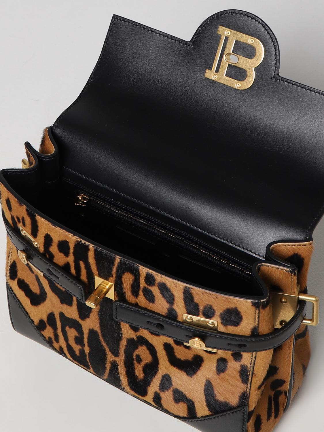 BALMAIN: Borsa B-Buzz 23 In Cavallino Animalier - Marrone | Borsa A ...