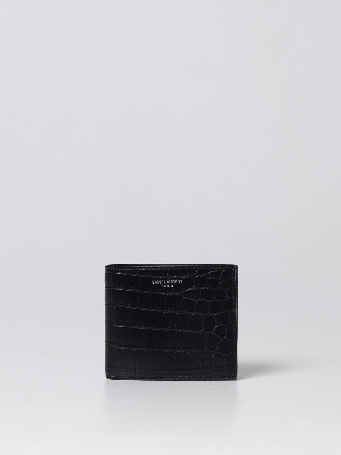 Saint Laurent Branded Leather Card Holder in Black for Men
