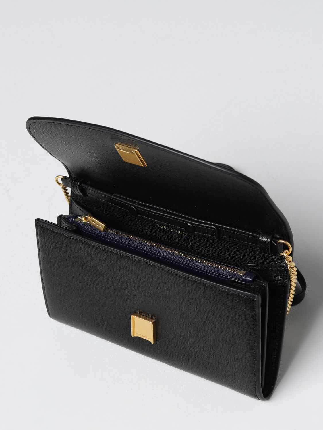 Shop Tory Burch ROBINSON Saffiano Plain Leather Folding Wallet