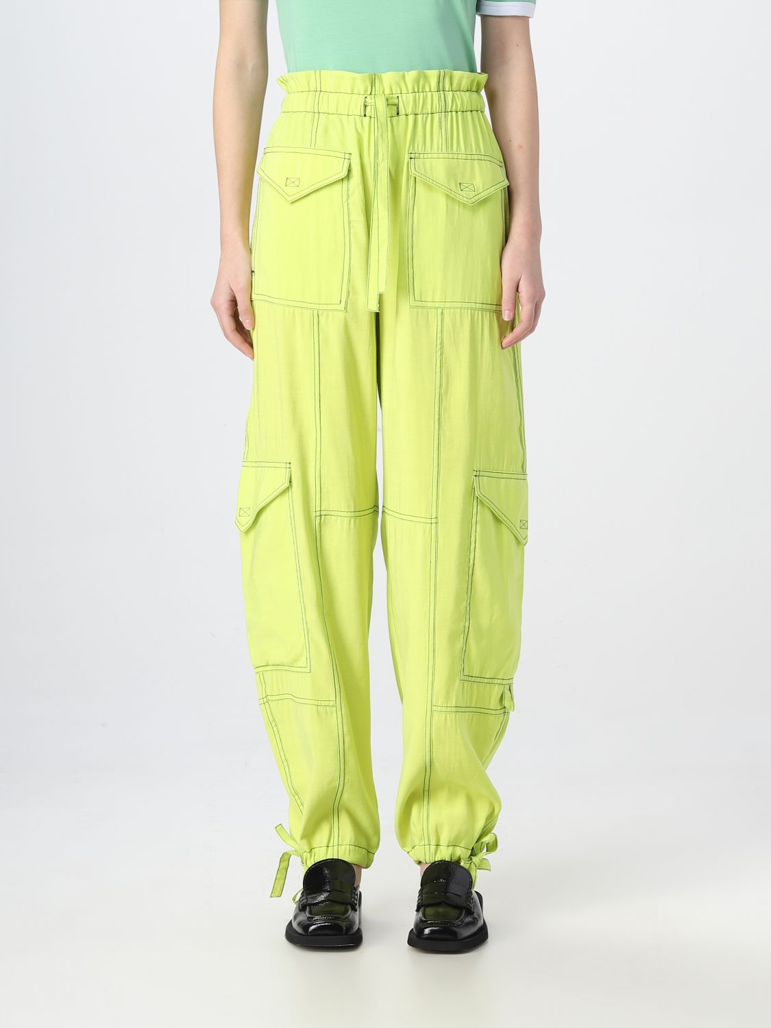 GANNI: pants for woman - Lemon | Ganni pants F7628 online on GIGLIO.COM