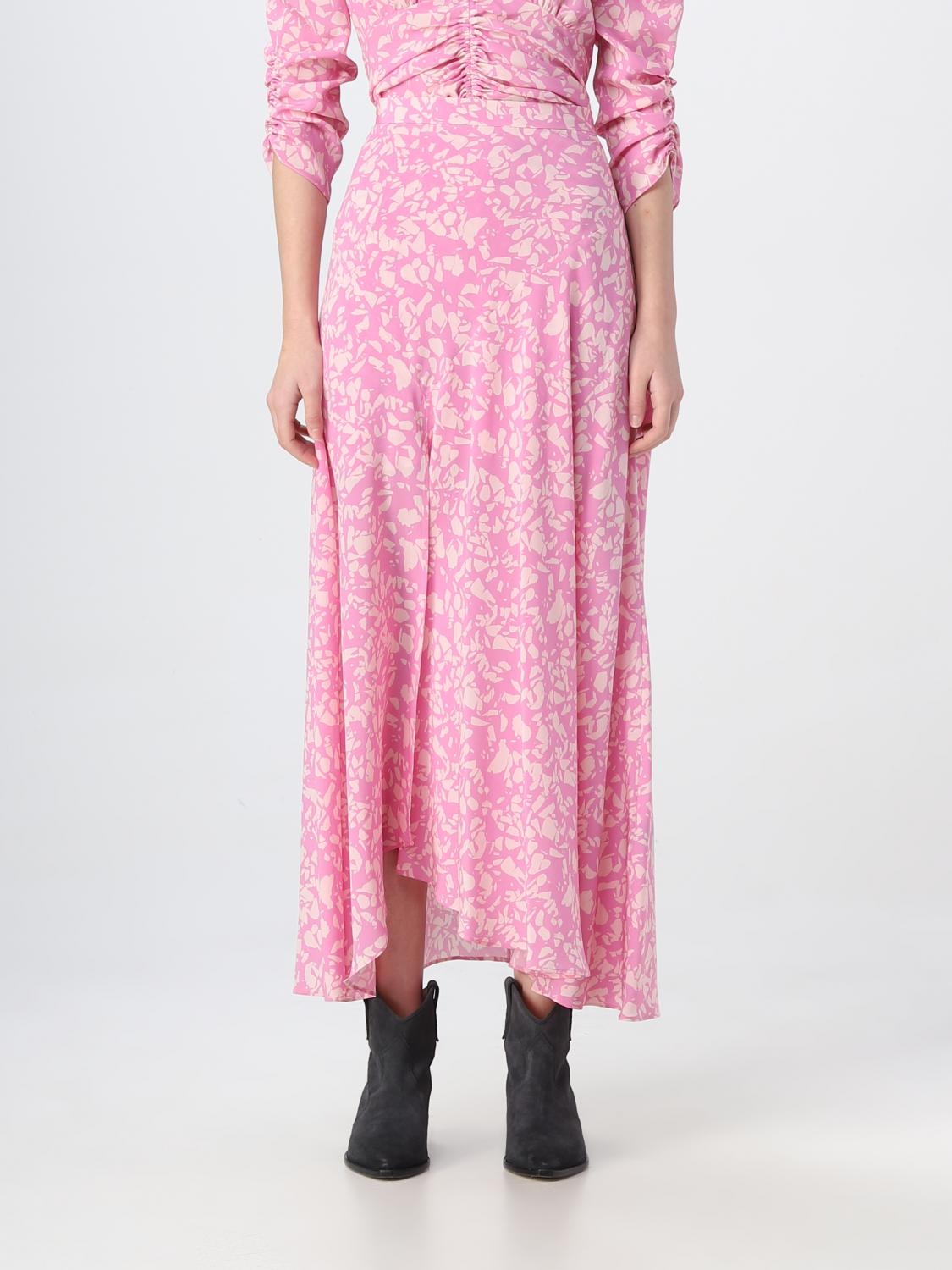 Isabel Marant Sakura Abstract-print Side-slit Midi Skirt In Pink