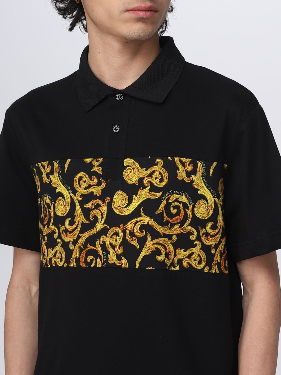 VERSACE JEANS COUTURE: polo shirt for man - Black | Versace Jeans ...