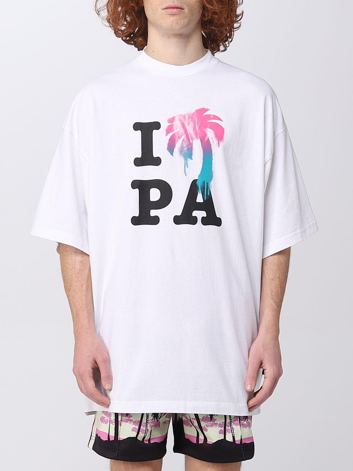 T-shirt Palm Angels: T-shirt Palm Angels con stampa palma bianco 1