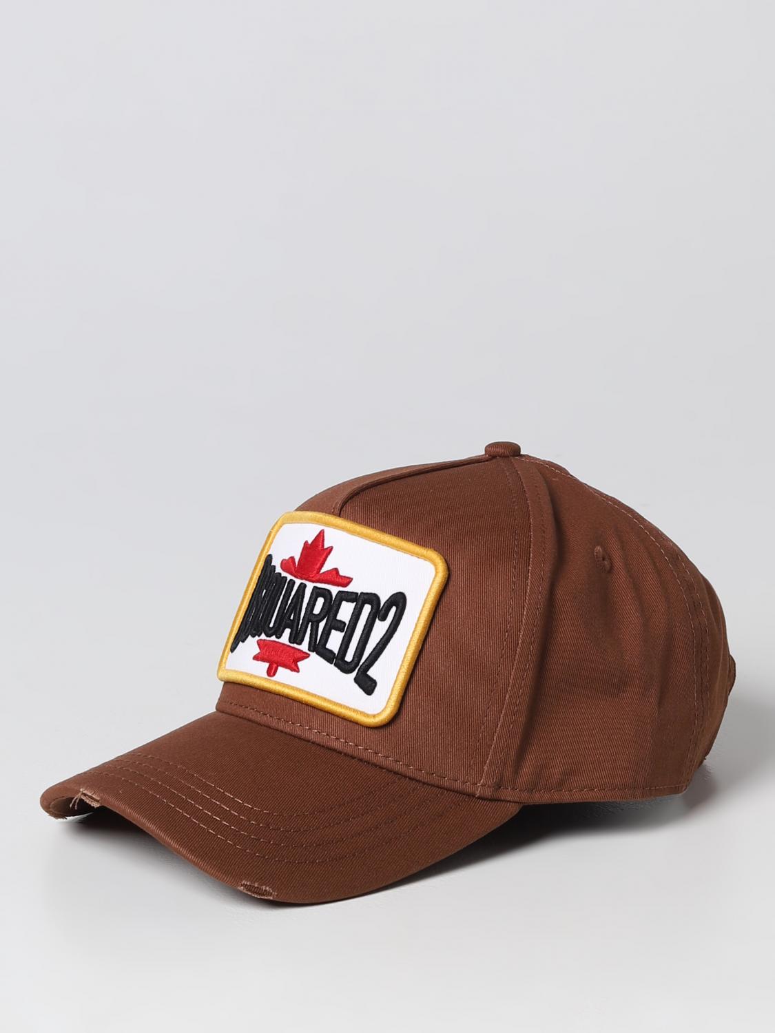 Cappello Dsquared2: Cappello Dsquared2 in cotone con patch logo nocciola 1