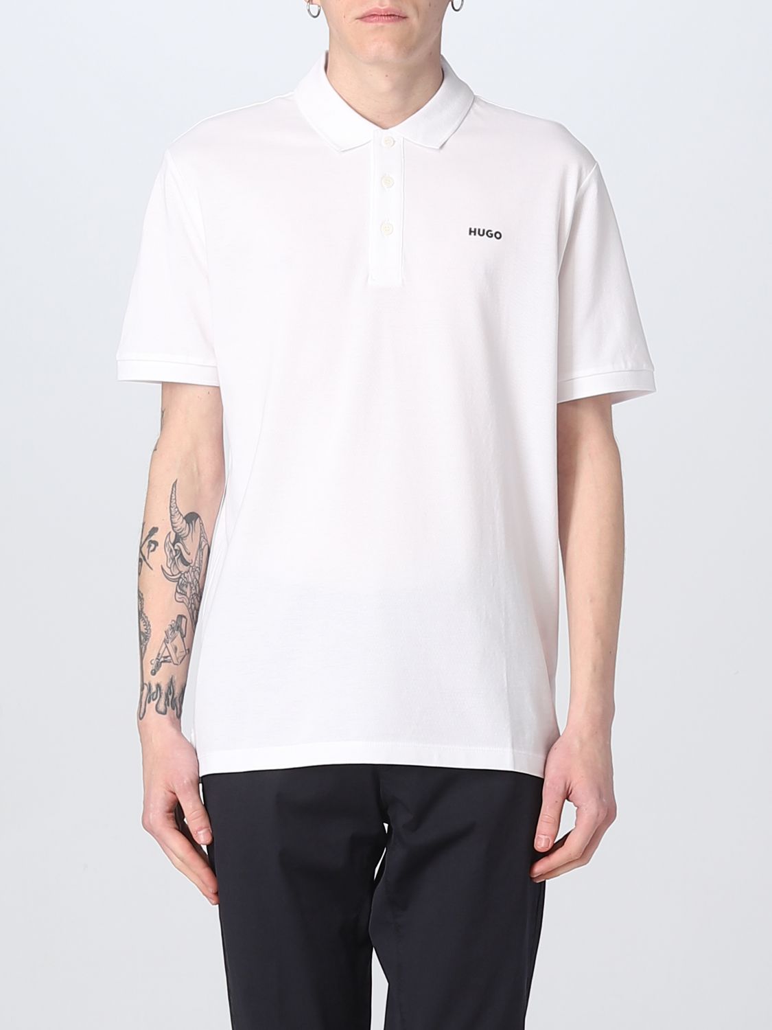 HUGO: polo shirt for man - White | Hugo polo shirt 50466182 online on ...