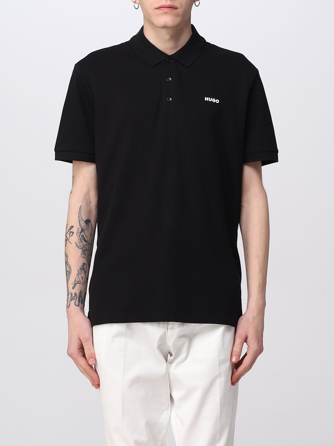 HUGO: polo shirt for man - Black | Hugo polo shirt 50466182 online on ...