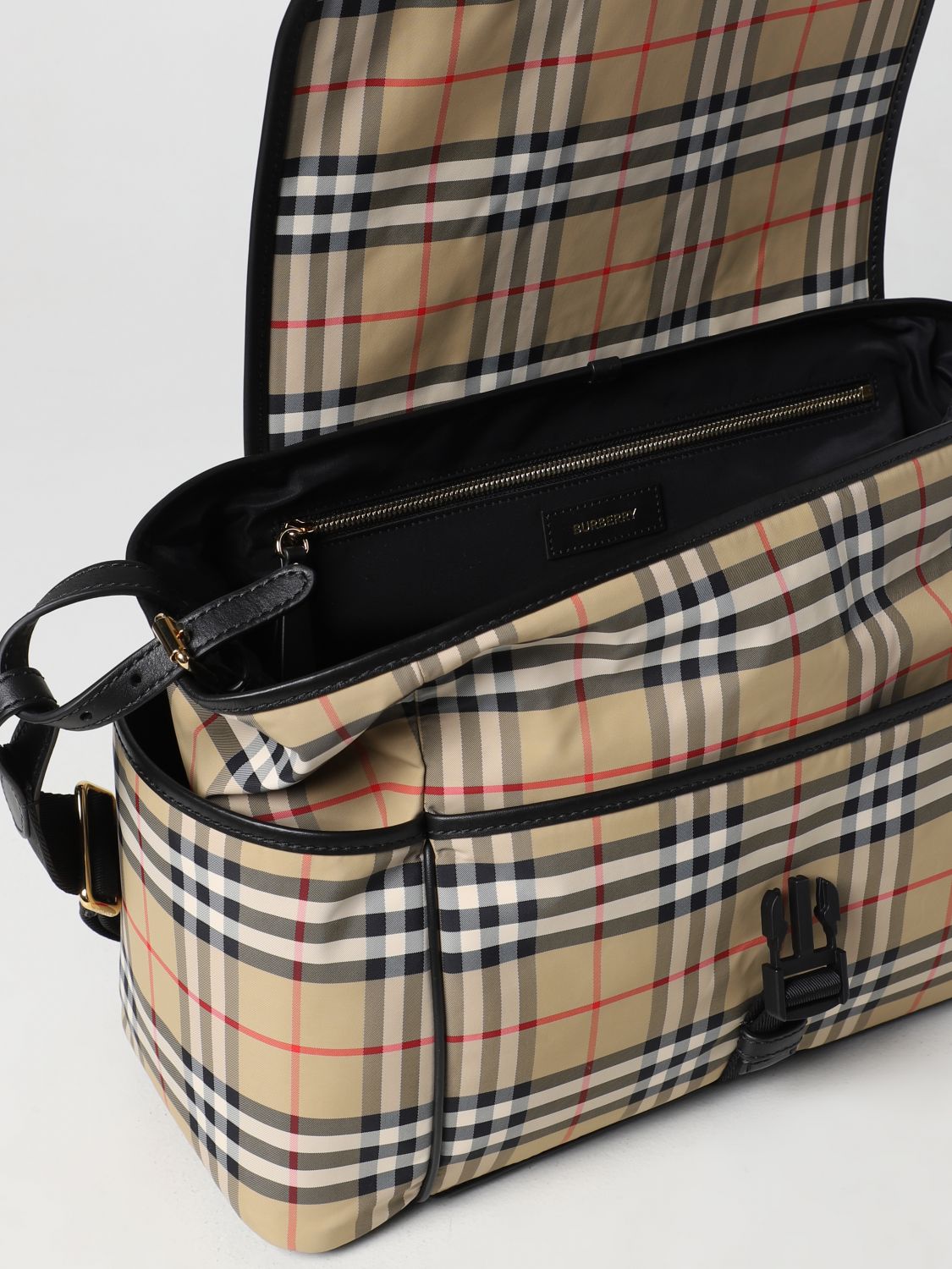 BURBERRY: diaper bag in nylon with all-over Vintage Check motif - Beige |  Burberry blanket set 8025039 online on 