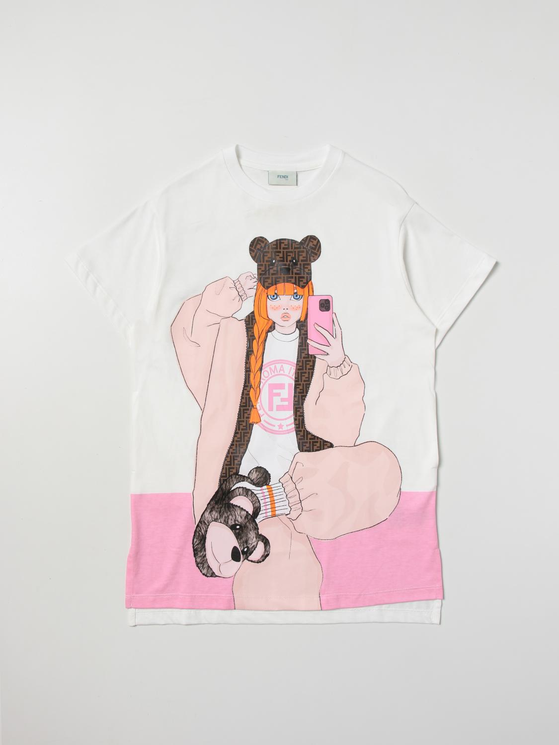 FENDI KIDS: t-shirt for girls - White | Fendi Kids t-shirt JFI2797AJ ...