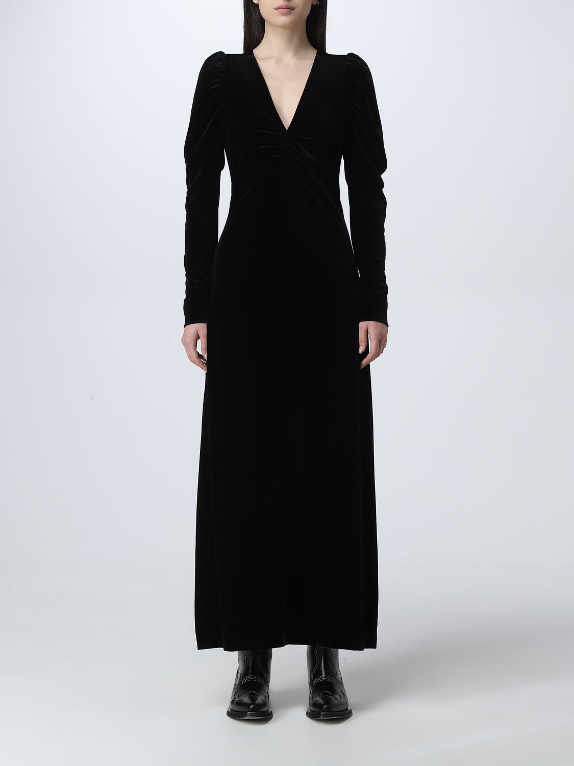 Ganni Dress Woman In Black | ModeSens