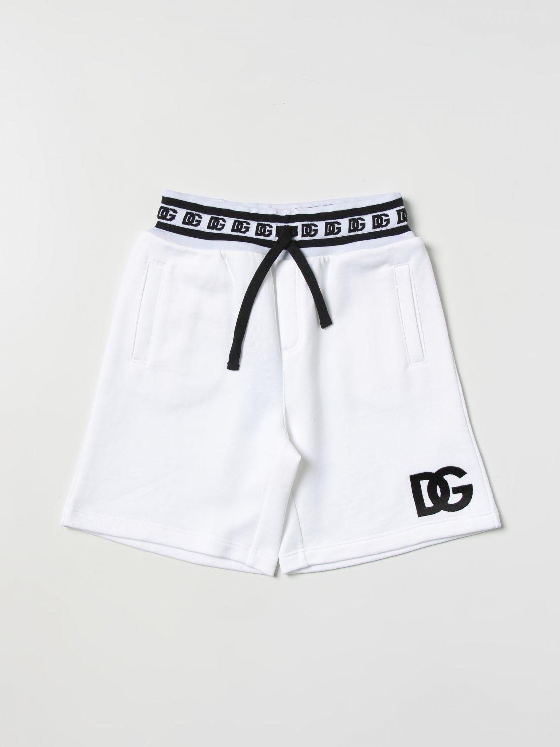 Dolce & Gabbana Kids' Jogging Shorts With Dg Logo In White