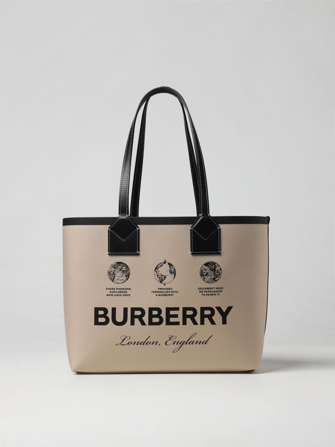 BURBERRY: bag in fabric - Beige  Burberry tote bags 8063120 online at