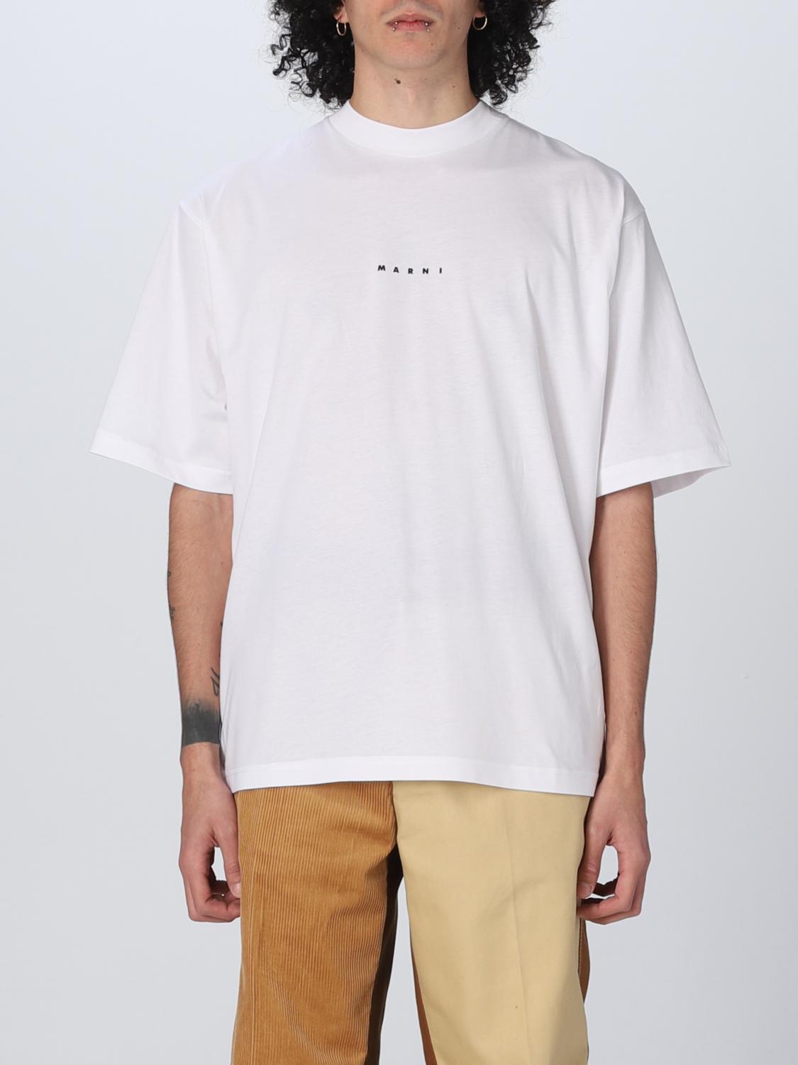 Marni White Cotton T-shirt With Logo Print In White