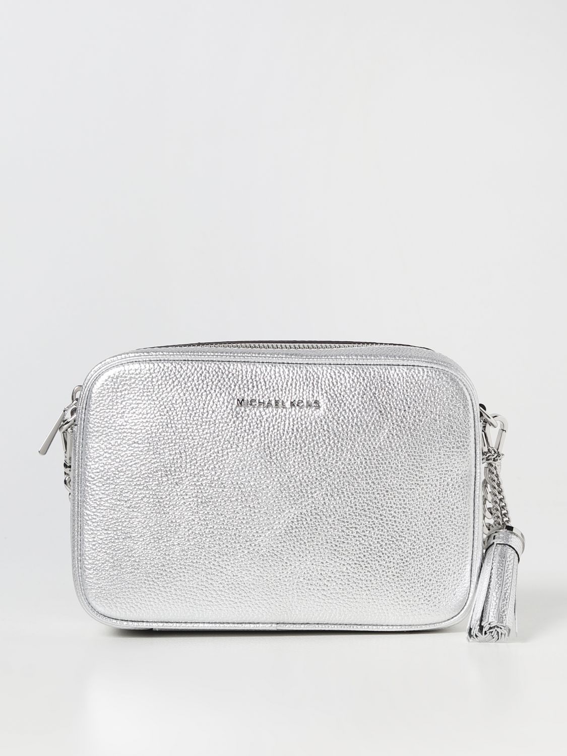 MICHAEL KORS: Michael bag grained laminated leather Silver | Michael Kors crossbody bags online at GIGLIO.COM