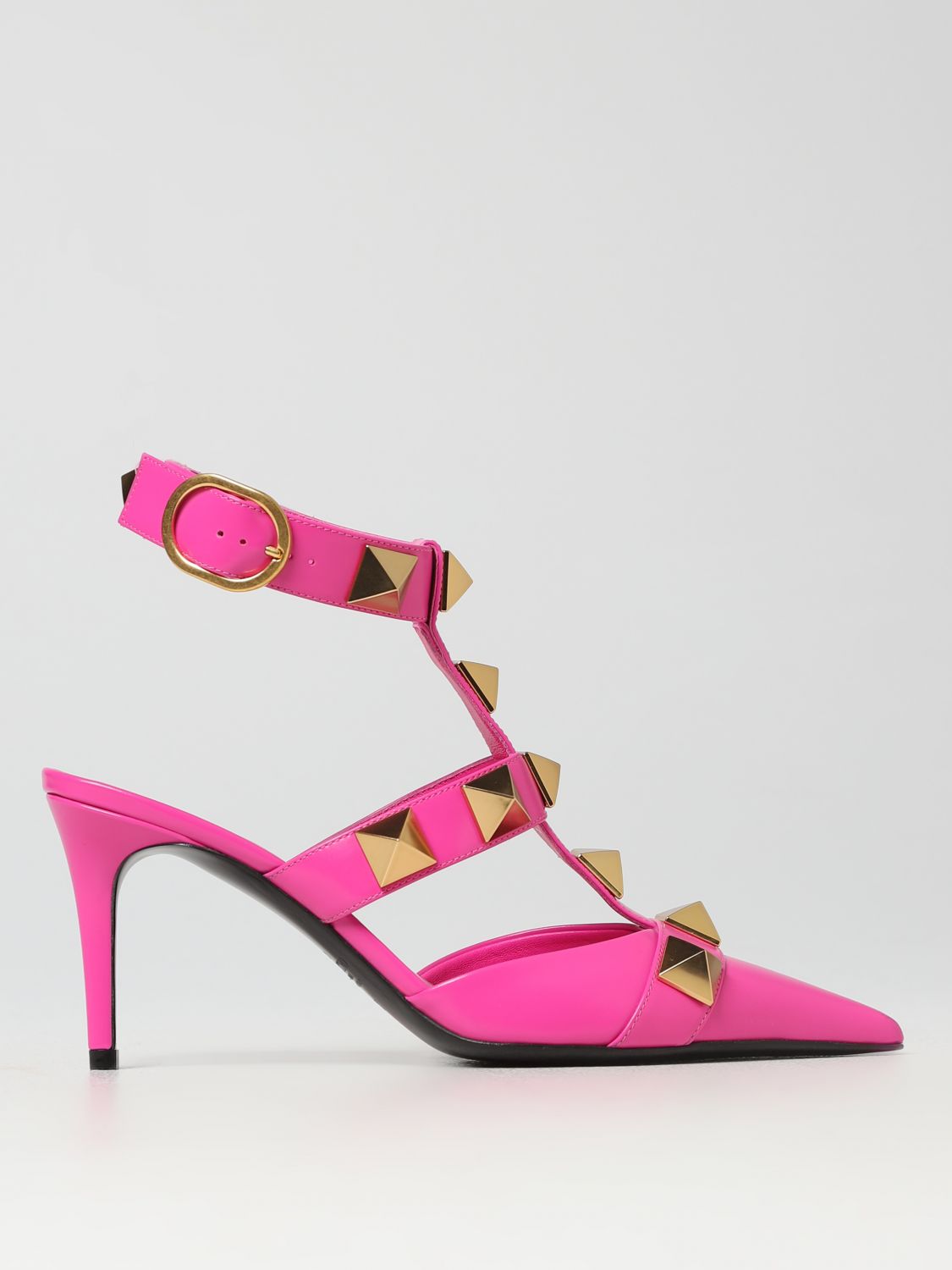 VALENTINO GARAVANI: Roman Stud pumps in leather - Pink | Valentino Garavani high heel shoes 2W2S0CB2ZWM online on
