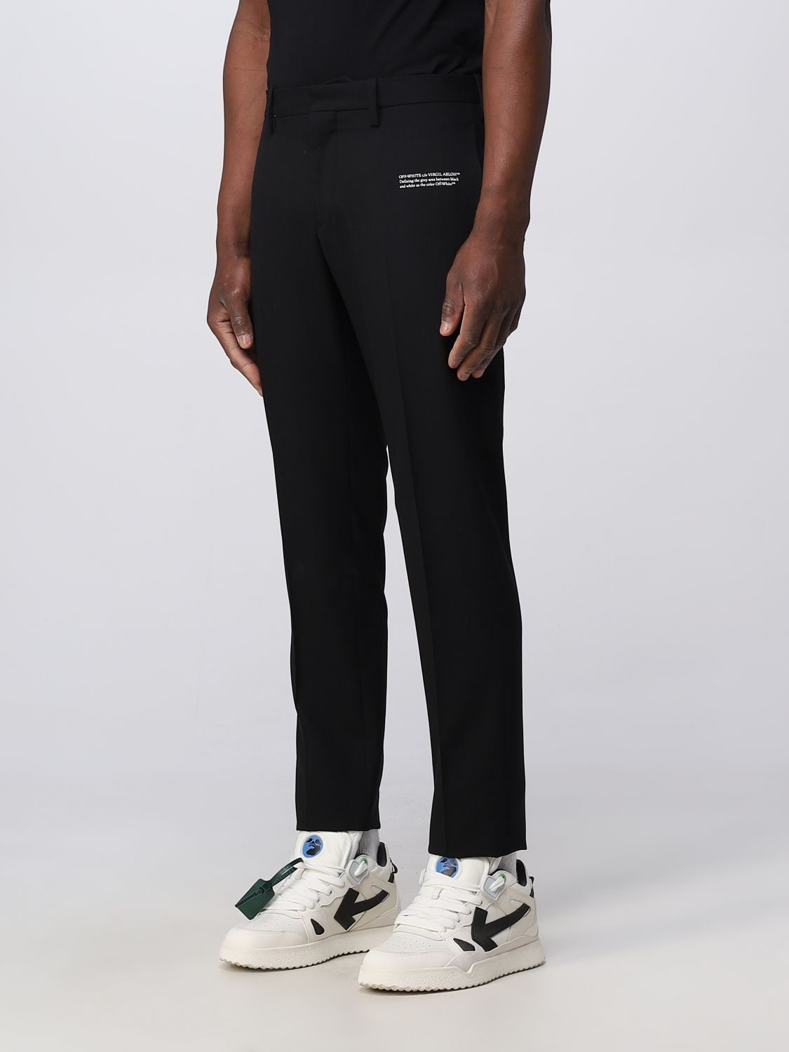 OFF-WHITE: pants for man - Black | Off-White pants OMCA211C99FAB002 ...
