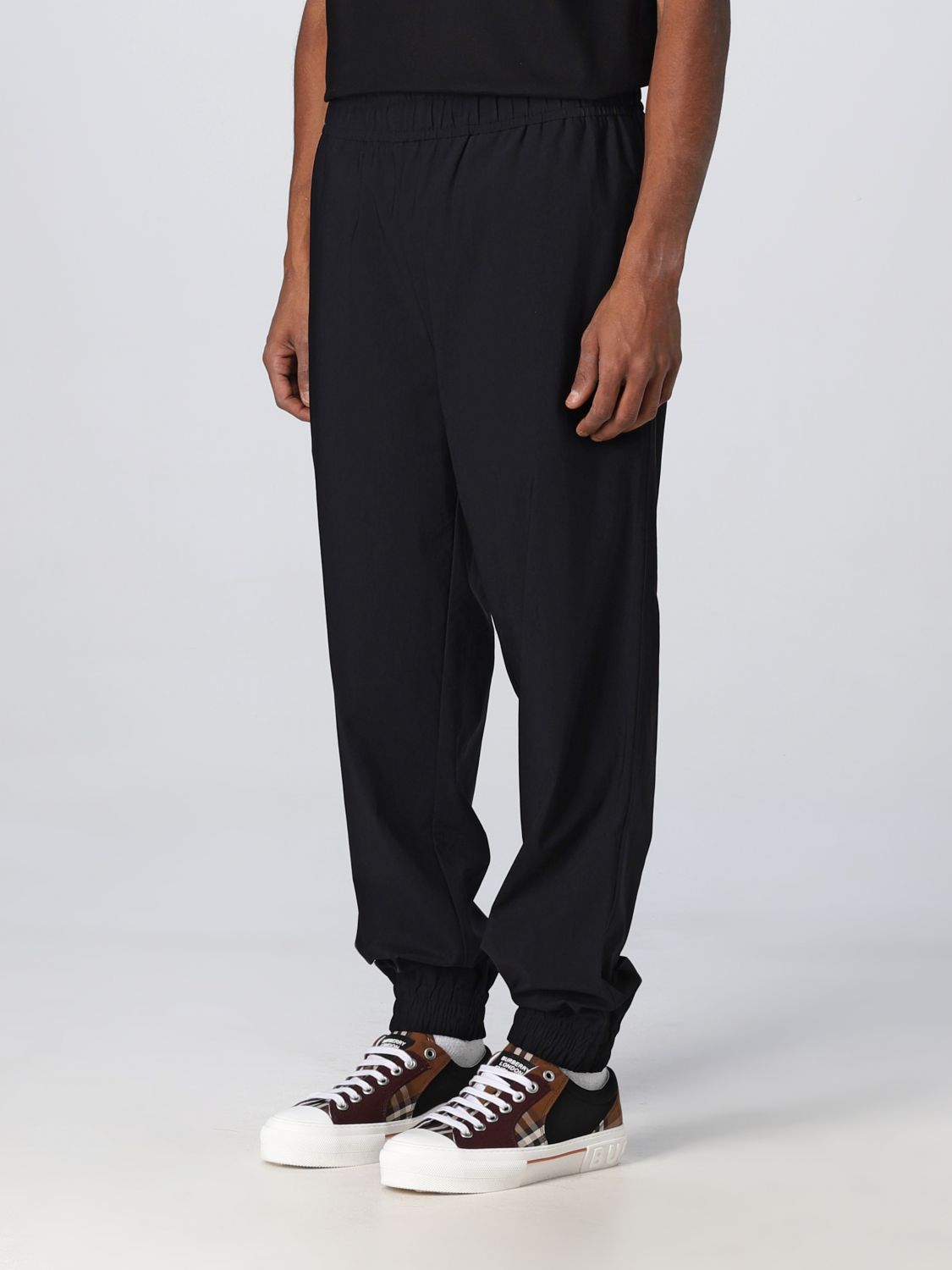 BURBERRY: trousers in stretch cotton - Black | Burberry pants 8064076 ...