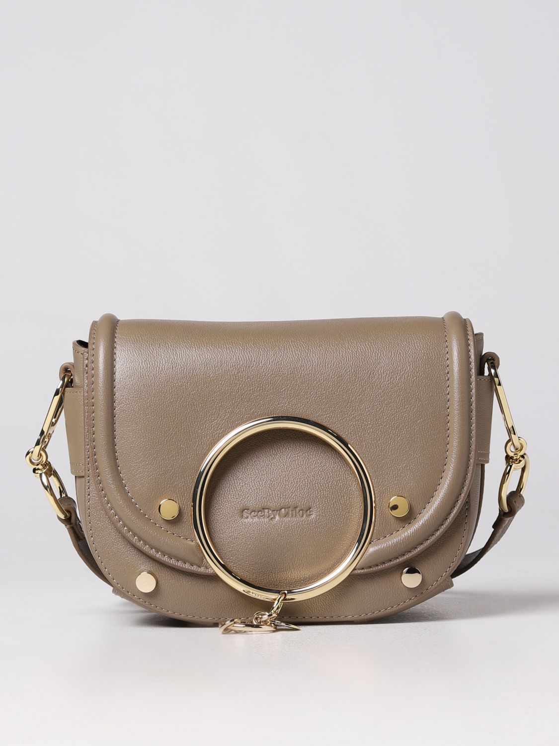 See By Chloé Mara Bag In Grained Leather In Grey