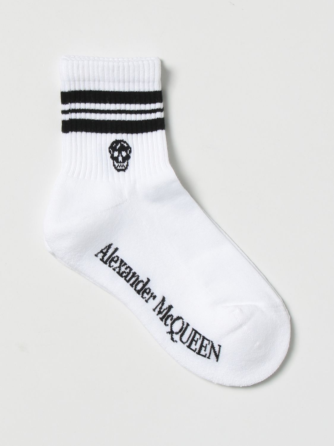 Shop Alexander Mcqueen Socks In Stretch Cotton In White