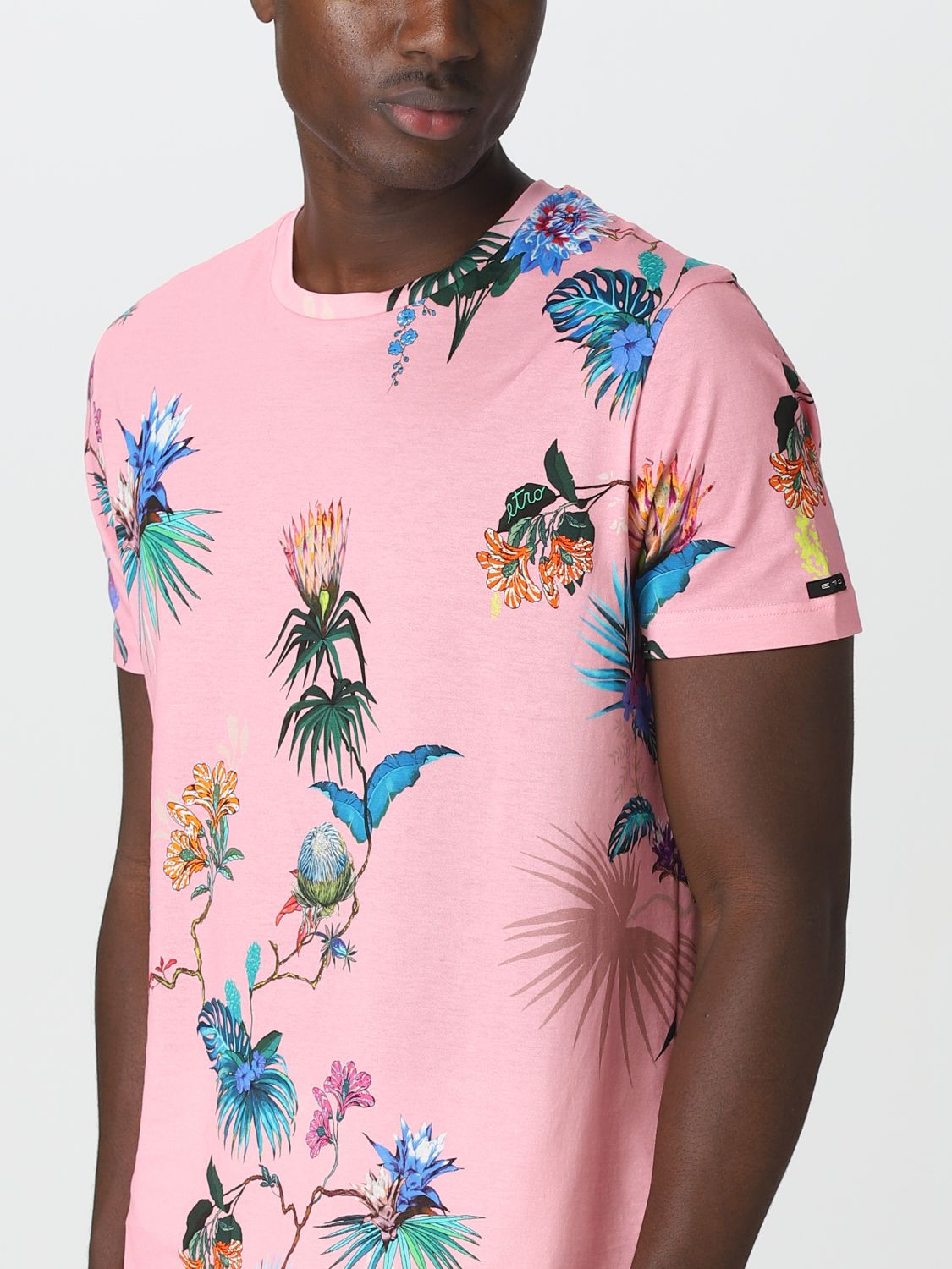 T-shirt Etro: T-shirt Etro in cotone stampato rosa 5