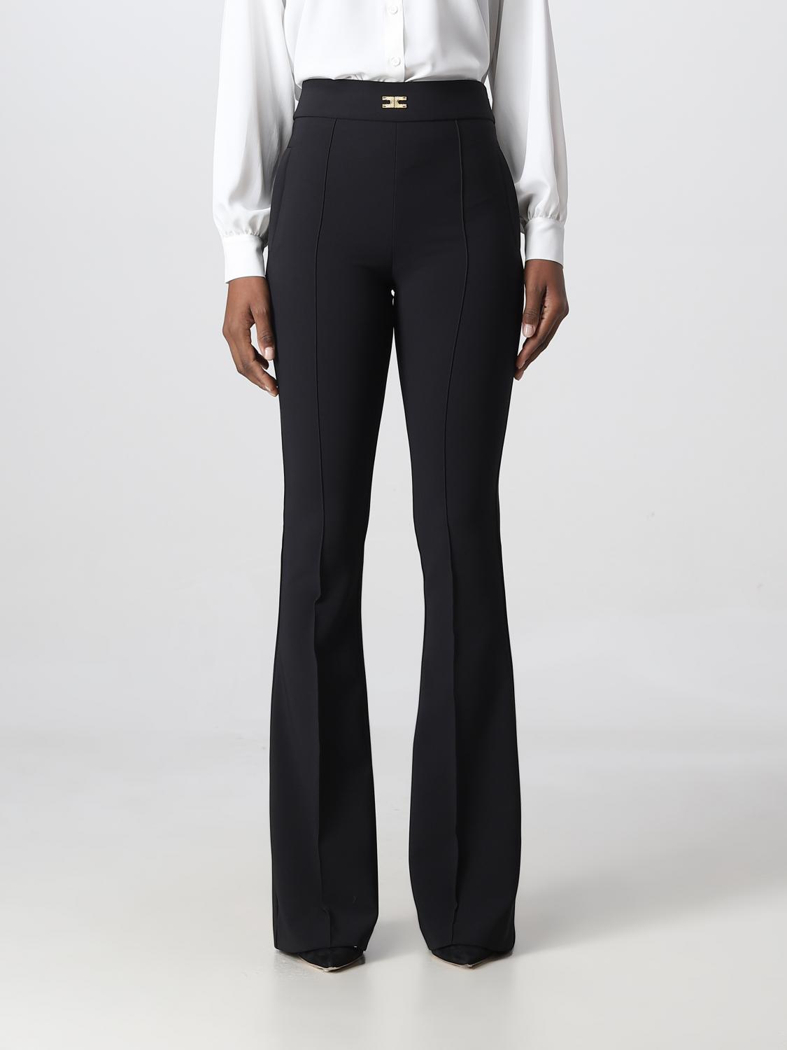 Elisabetta Franchi Trousers In Double Stretch Crepe In Black