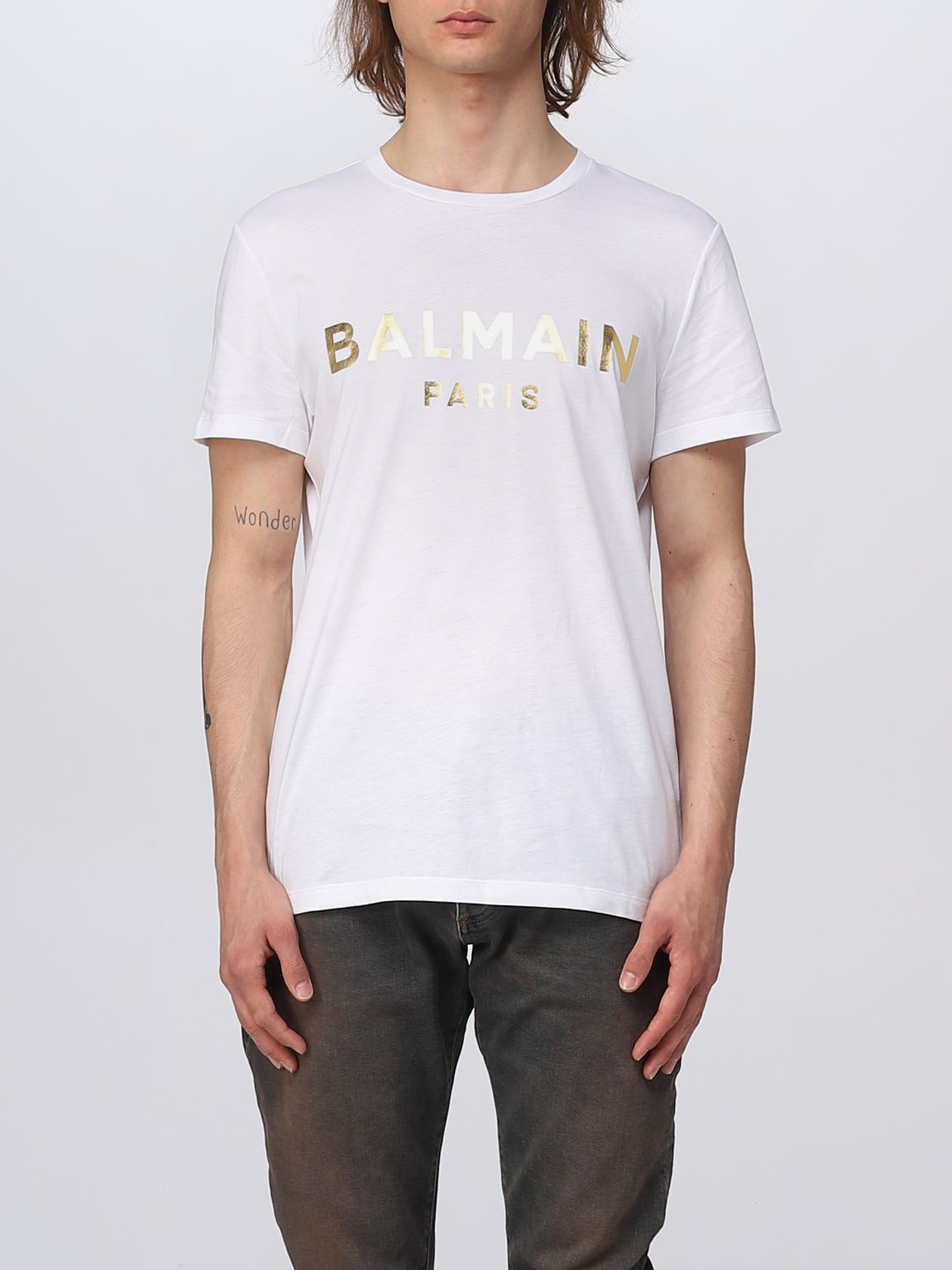 BALMAIN: cotton t-shirt - White 1 Balmain t-shirt online at GIGLIO.COM