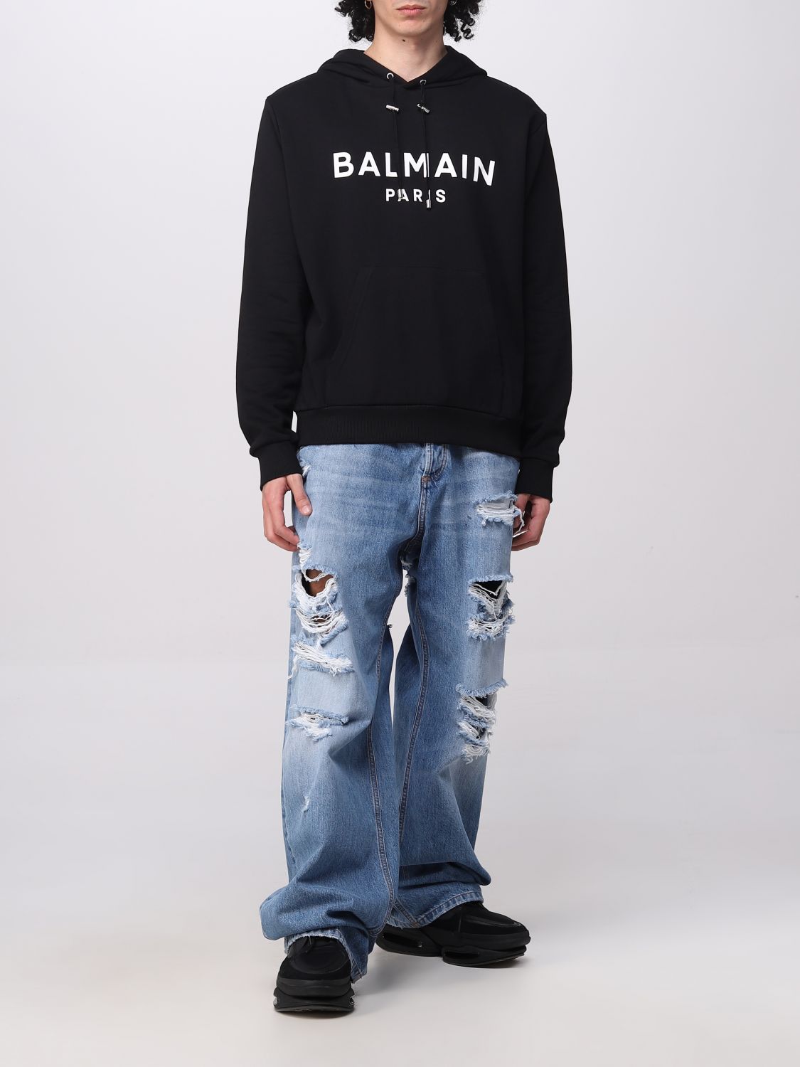 Skadelig skarp Regnskab BALMAIN: cotton sweatshirt - Black | Balmain sweatshirt YH1JR002BB65 online  at GIGLIO.COM
