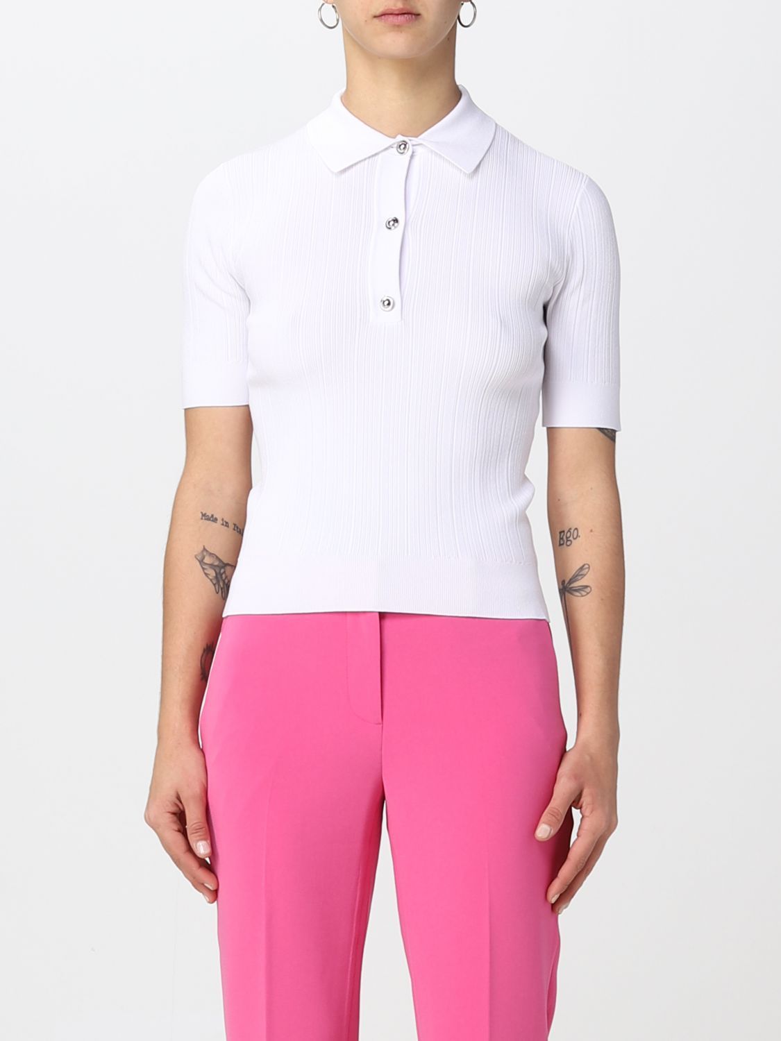 MICHAEL KORS: polo shirt for women - White | Michael Kors polo shirt  MS2600C33D online on 