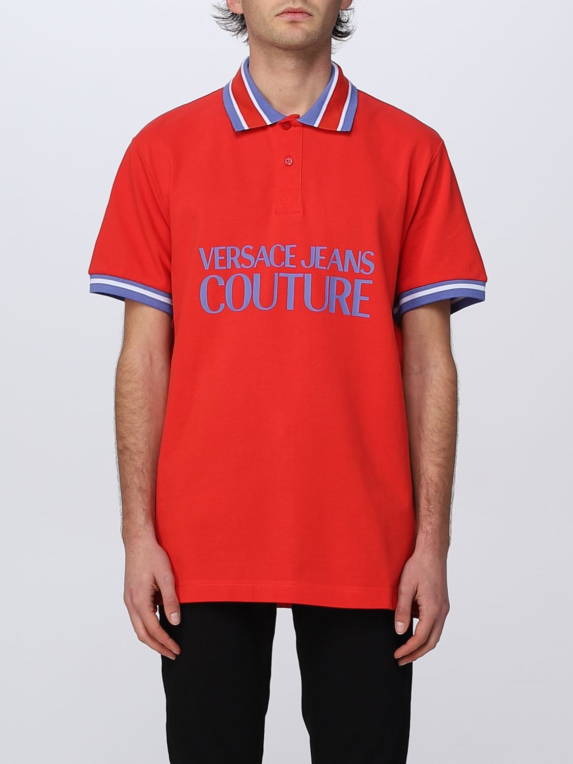 Shop Versace Jeans Couture Versace Jeans Coture Polo Shirt In Cotton In Red