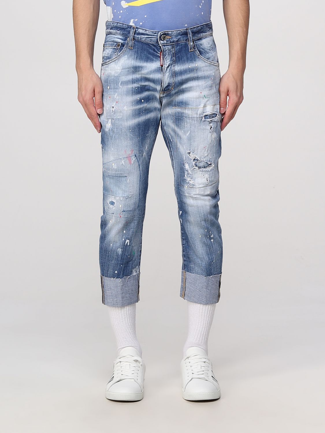 Jeans Dsquared2: Jeans Dsquared2 in denim effetto used blue navy 1