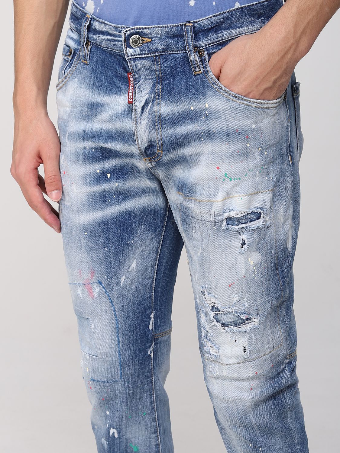 Jeans Dsquared2: Jeans Dsquared2 in denim effetto used blue navy 4