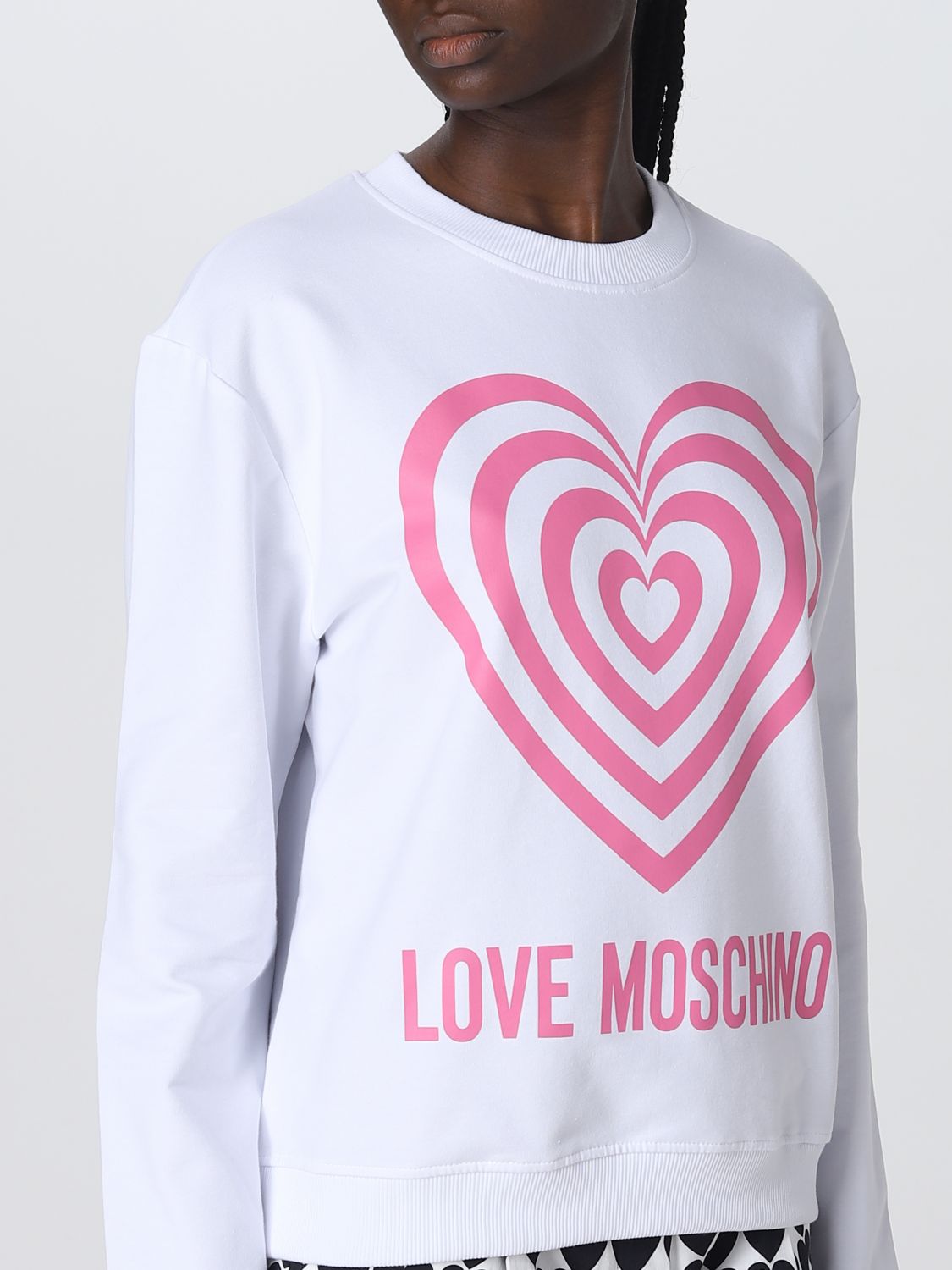 Felpa Love Moschino: Felpa Love Moschino in cotone bianco 4