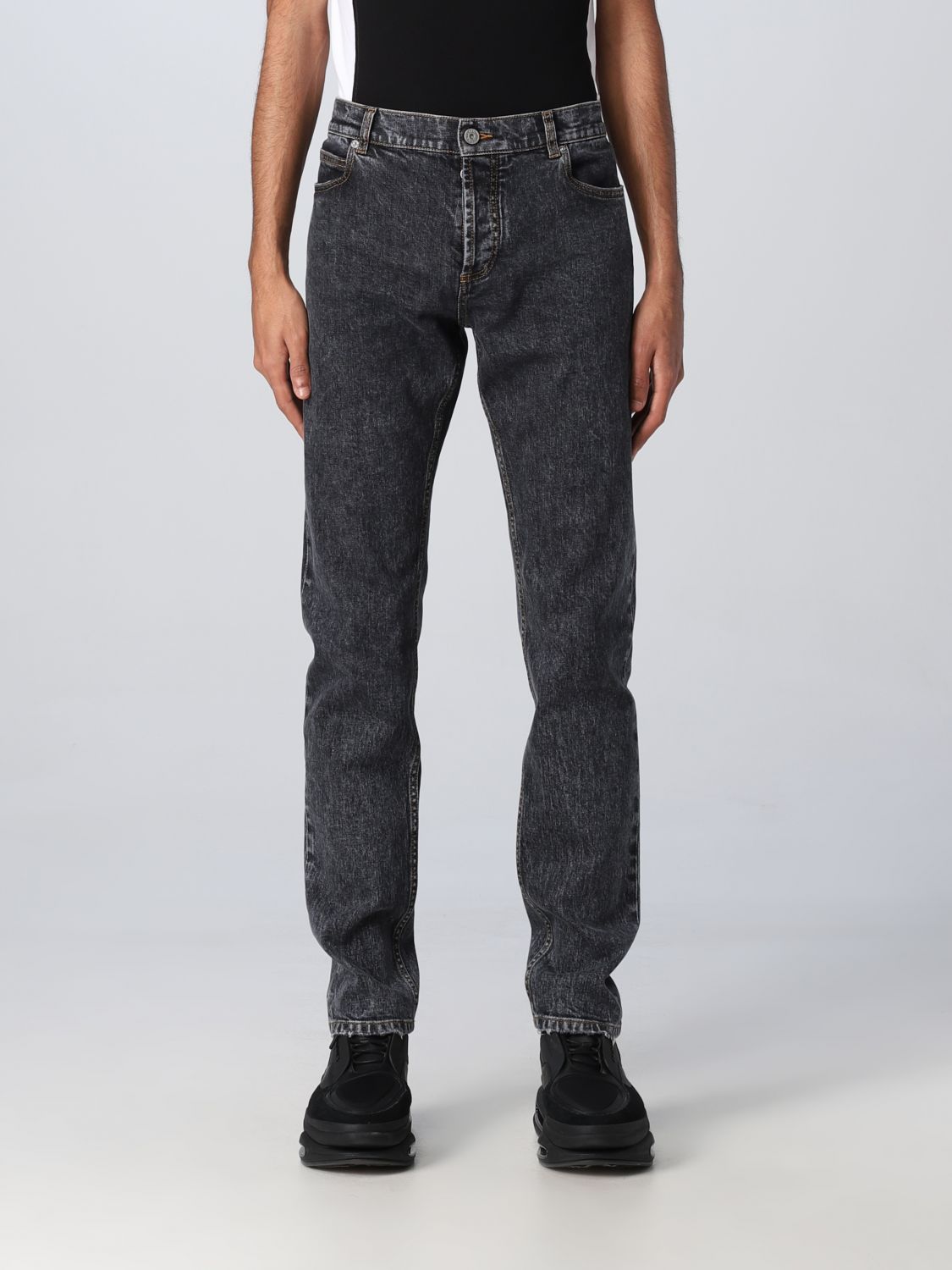 BALMAIN: jeans for man - Black | Balmain jeans AH1MG000DD10 online on ...